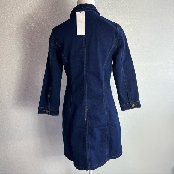 Allegra K Women's 3/4 Sleeve Button Down Denim Shirt Dress Size Small NWT - Picture 8 of 16